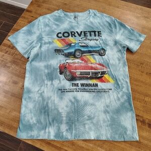 GM Hybrid Apparel Corvette Stingray & Winnah Cars Spiral Wash Graphic T-shirt XL